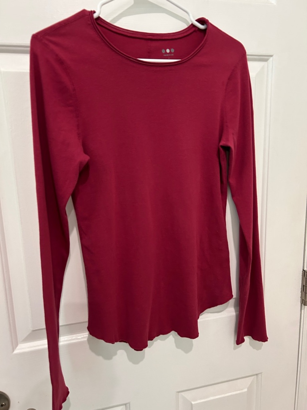 Women's Long Sleeve Crewneck Tee in Deep Berry